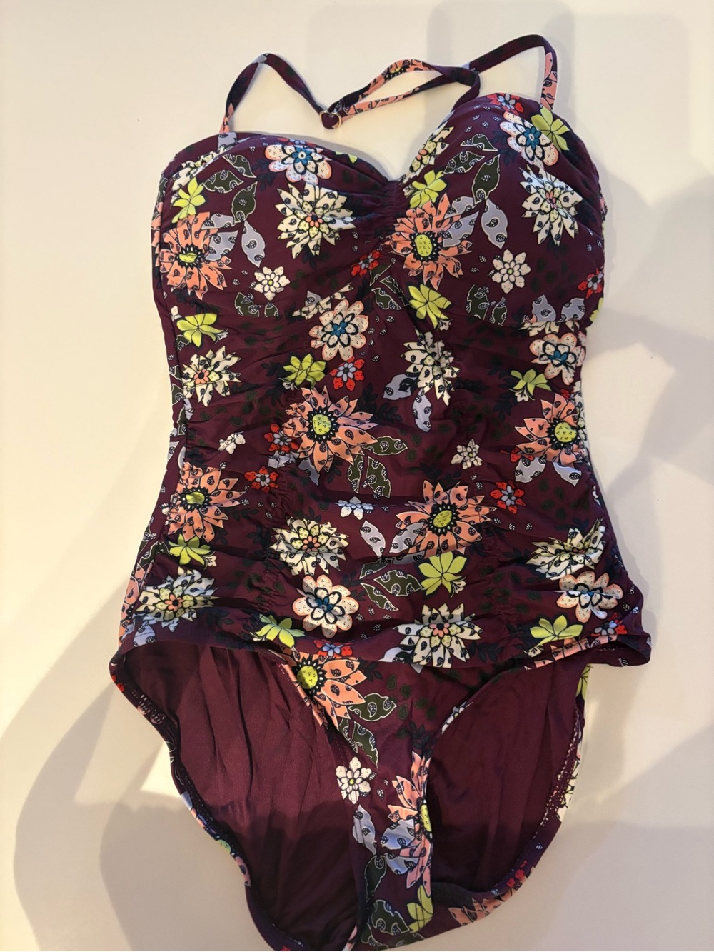 Anne Cole Floral One-Piece Swimsuit in Plum